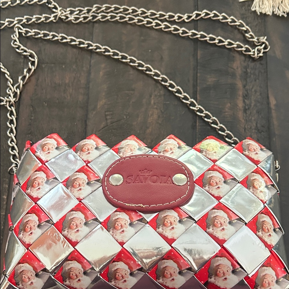 Red and Silver Santa Crossbody Bag